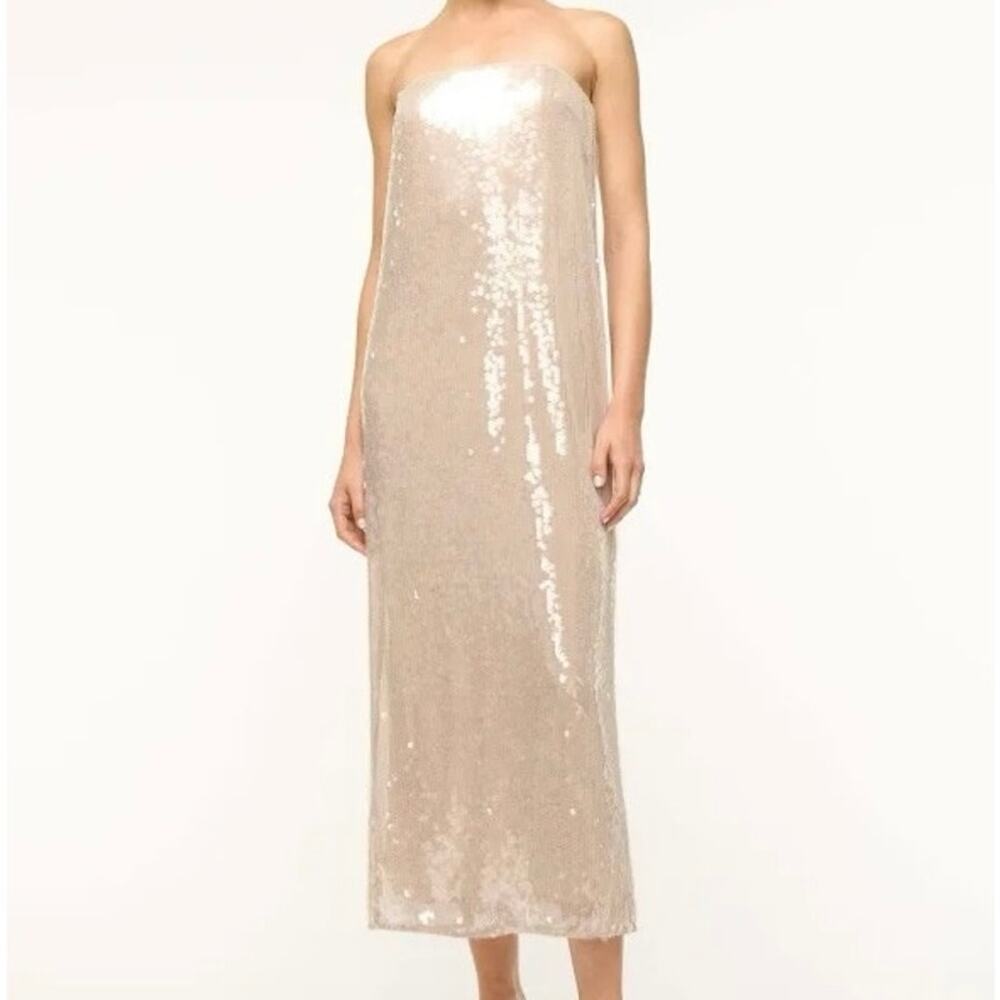 Staud Casey Sequin Maxi Dress In Moon 0 NWT
